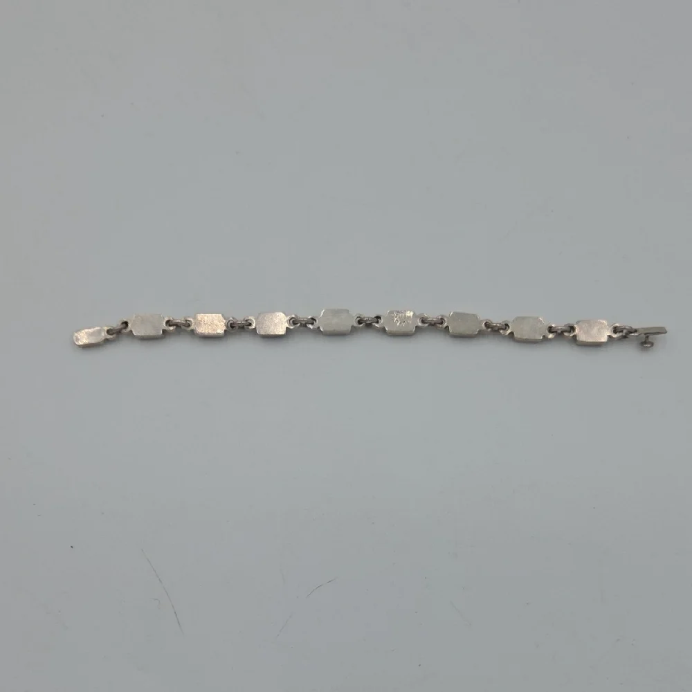Vintage Taxco malachite sterling silver link bracelet